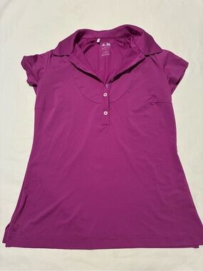 adidas Women's Magenta Button-Down Polo Top